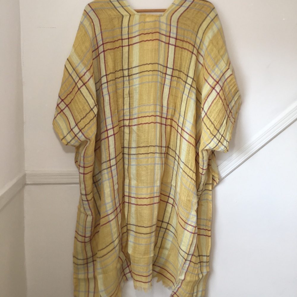 Free People Reverie Goldenrod Yellow Plaid Kimono Duster NWT - Picture 3 of 6